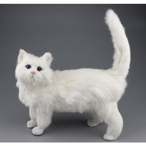 Lovely Adorable Stuffed Cat Model Black White Kitten Plush Soft Pet Toy for Children Gift Home Decorative Ornament For Kids