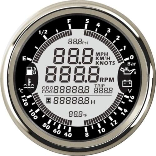 6 in 1 Multi-functional Gauge Meter Car Boat 85mm GPS Speedometer Tachometer 12V Fuel Level Water Temp Oil Pressure 0~5Bar