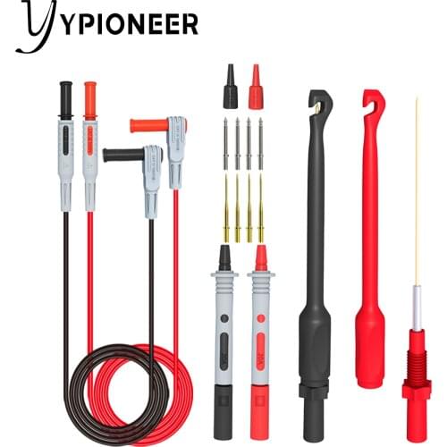 YPioneer P1033B Multimeter Automotive Test Lead Kit with Wire Piercing Clip Puncture Probes 4mm Banana Plug Extension Test Cable