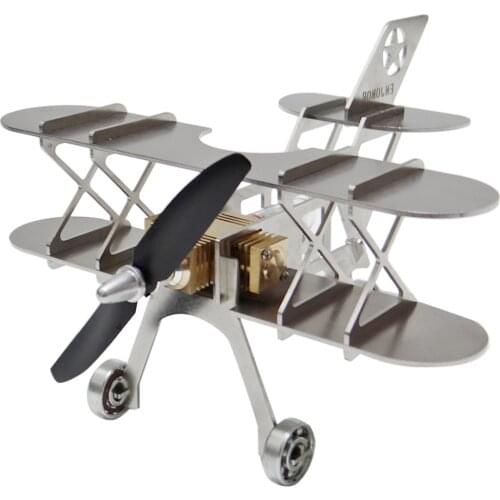 ENJOMOR Metal Stirling Airplane Model Set STEAM Science Education Toy Assembly Toys For Kids Boys Men Gift
