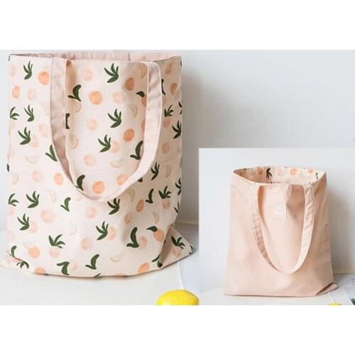 Cotton Shopper Woven Double-sided Hand Double-use Bag Cotton Linen Pocket Pouch Storage Bag Shopping Bag Grocery Bags