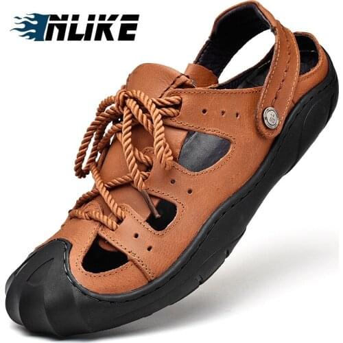 Classic Men Soft Sandals Comfortable Men Summer Shoes Genuine Leather Sandals Soft Sandals