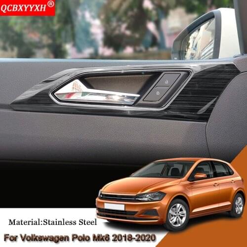 Car Styling Car Interior Door Bowl Sticker Sequins Cover Frame Car Accessories For Volkswagen Polo Mk6 AW Virtus Sedan 2018-2020