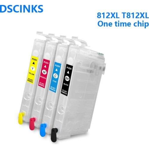 T812 812XL refillable ink cartridge for Epson WF-3820 WF-3825 WF-4830 WF-4835 WF-7840 WF-7820 EC-C7000 with 812XL one time chip