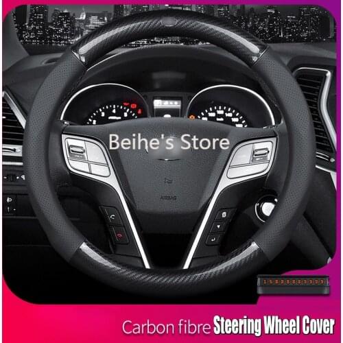 Universal 15 inch Size M Carbon Fiber Leather Non-slip breathable Car Steering Wheel Cover For Hyundai Series