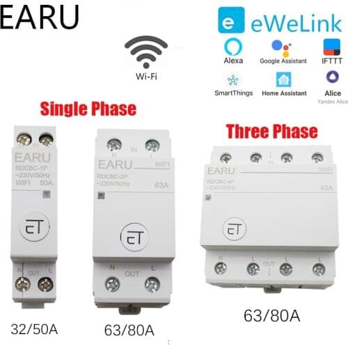 WiFi Circuit Breaker 1P+N 3P+N Time Timer Switch Relay Smart Home House Remote Control Voice Control for Alexa Google Home