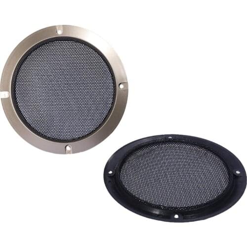 For 2"/3"//5"/6.5"/8"/10" inch 2Pcs Grille Speakers Protective Speakers Power Amplifier Decorative Circle Unit Net Cover Golden