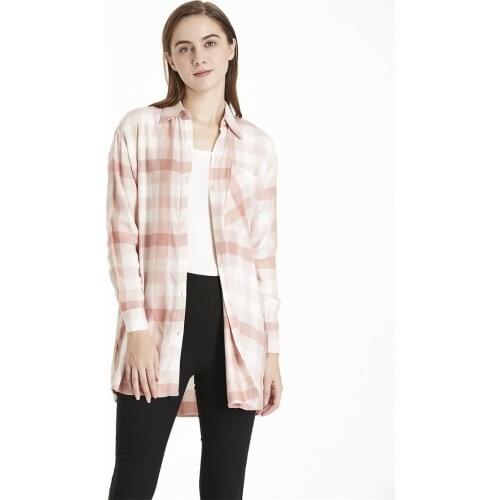 2021 Spring Autumn Tops Women Plaid Shirts Loose Oversize Blouses Casual Rayon Female Top Long Sleeve X-long Work Blusas