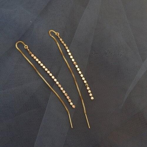 Morivovog 925 Sterling Silver Flat Bead Chain Tassel Earrings for Women Victorian Long Earrings Aesthetic Monaco Jewelry Earring