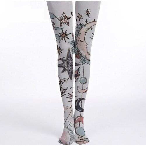 Moon Star Print Women Pantyhose Dropship And Bulk