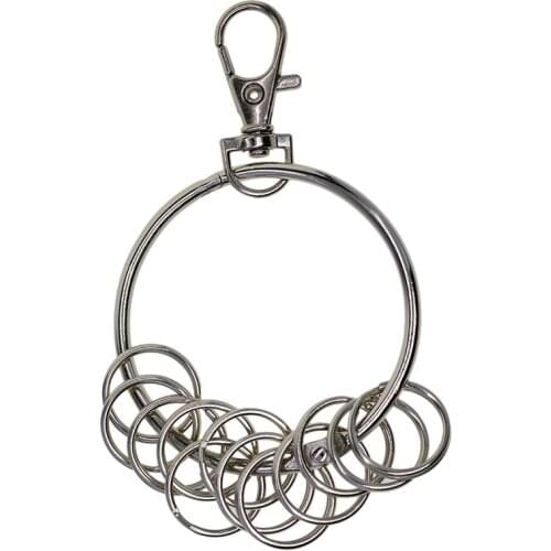 10 set of large round binder splited key rings key holder Swivel Trigger Snap Hooks clasp keychain organizer