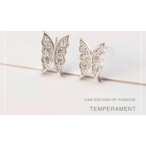 2018 New butterfly Silver Stud Earrings for Woman Best Jewelry