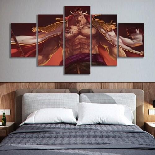 5 Panels Whitebeard Pirates Captain Edward Newgate ONE PIECE Anime Poster Digital Art Wall Decor Paintings Animation Art