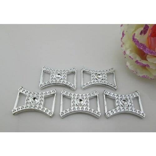 AB101 15mm)20pcs Plastic Ribbon Slider Buckle With Faux Rhinestone