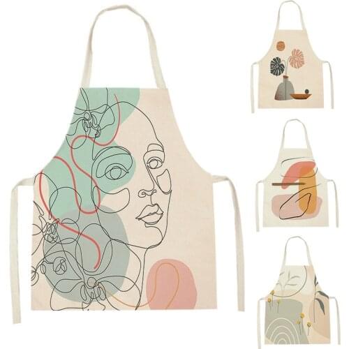 Abstract Portrait Profile Line Kitchen Apron Women Bibs Home Cooking Baking Accessories Baking Apron for Men Pinafore Tablier