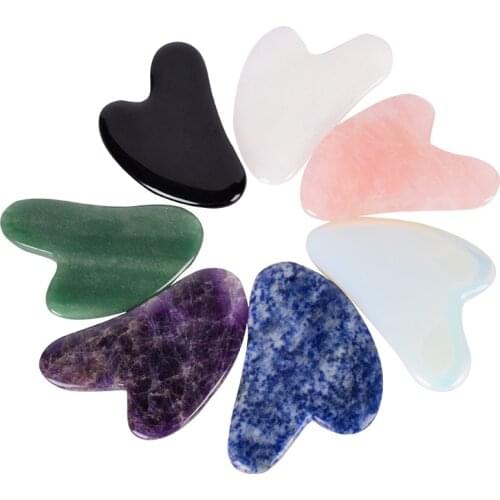 7 Colors Natural Jade Gua Sha Scraper Acupuncture Massage Face Lifting Stone Guasha Scraping Board Jade Facial Eye Massage Tools