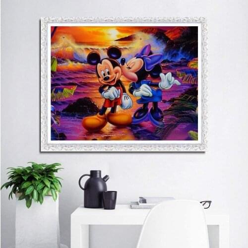Disney Diamond Painting DIY Mickey and Minnie Round Full Diamond Embroidery Cross Stitch Kits Home Decoration Mosaic Crafts