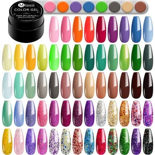 Mtssii Color Gel Paint UV Nail Gel Soak Off Nail Art Led Nail Lacquer 60 Colors Glitter Rainbow Painting Gel Nail Polish