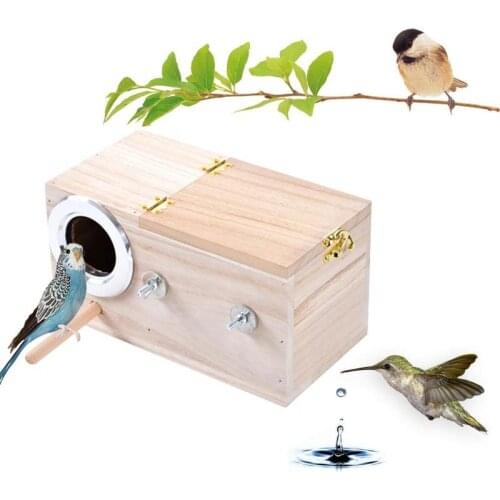 Wood Bird Breeding Box Bird House Nest Parrot Breeding Decorative Cages Pet Accessories Home Balcony Decoration
