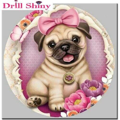 DIY 3D Diamond Inlaid Pugs Animal Diamonds Cross Stitch Set Diamond Embroidery Patterns Rhinestones