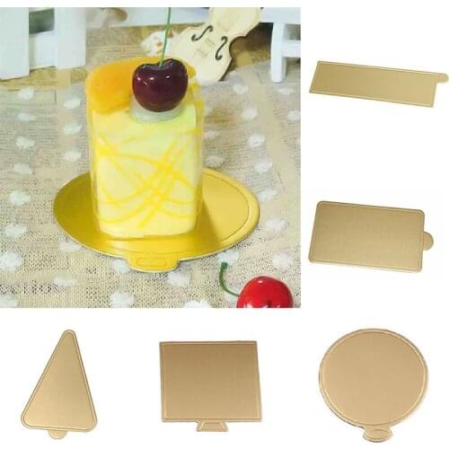 100Pcs Round Triangle Rectangle Mousse Cake Boards Gold Paper Cupcake Dessert Displays Tray Base Cake Baking Mat Decor Tool