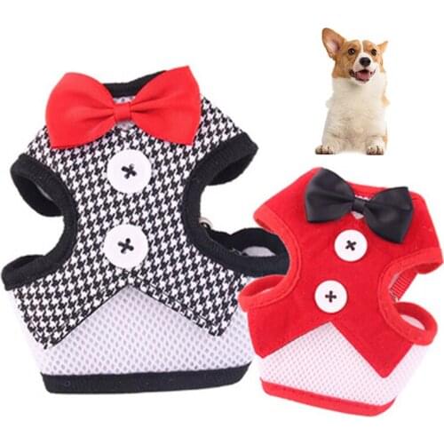 Elegant Bowtie Dog Harness Vest With Leash Adjustable Cat Harness Leash Set Cute Bow Knot Tuxedo Suit For Cats Kitten Puppy