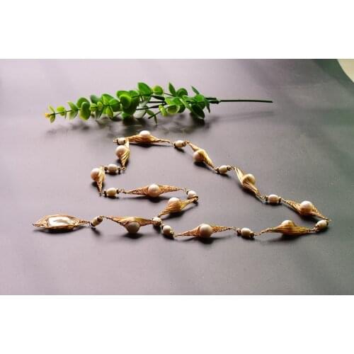 GLSEEVO Handmade Fresh Water Pearl For Women Party Wedding Long Necklace Jewelry Sweater Necklace Collier Femme GN0083