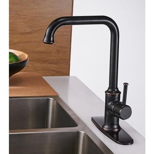 Black Color Brass Crane Kitchen Faucets Hot and Cold Water Mixer Tap Single Hole Mixer Tap torneira WF-18059Kitchen Faucets