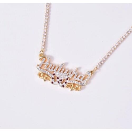 Hot Sale 2021 New Custom Name Necklace Personlized Engraving Letters Double Color With Birthsone Necklace For Women Cute Gift