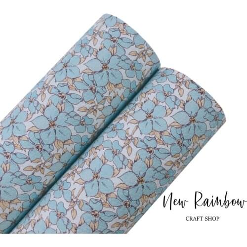 New Rainbow 30x22cm/A4 Dream Light Blue Dahila Flowers ArtisanLeather Sheet For Making Hairclips, Hairbows, Accessories, DIY