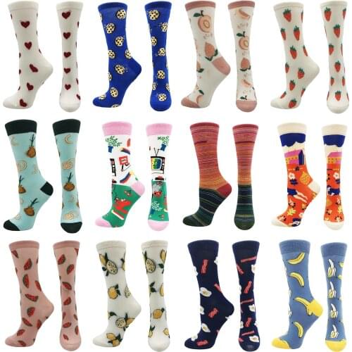 2021 new tube socks womens trendy pure cute net red cotton socks color printing fashion casual high-quality womens socks