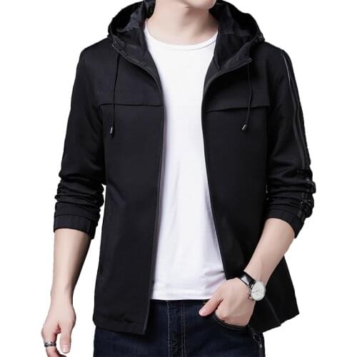 New Fashion Jacket Men Streetwear Causal Bomber Jacket Man Hooded Zipper Windbreaker Mens Sportswear Coat Slim Fit Male Outwear