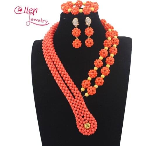 2017 Latest Nigerian wedding Party Beads Women Choker Necklace Jewlery Set Crystal African beads Jewelry Sets W14007