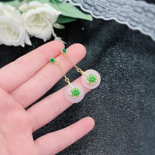 925 New Jewelry Set inlaid Ancient Imitation Khotan Jade Retro Style Exquisite Earrings Pendant Necklace Fine Bracelet Wholesale
