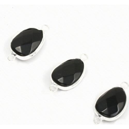 Natural Stone agates Pendant oval shape Double Hole Connector for Jewelry Making DIY charm Necklace Bracelet Accessories 15x27mm