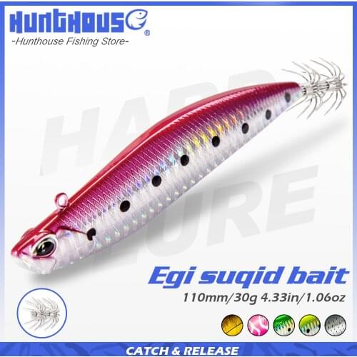 Hunthouse D-squid jigging lure 110mm 30g sinking pencil hard bait LW522 egi suqid leurre tip-run EGI hook fishingfor turlutte
