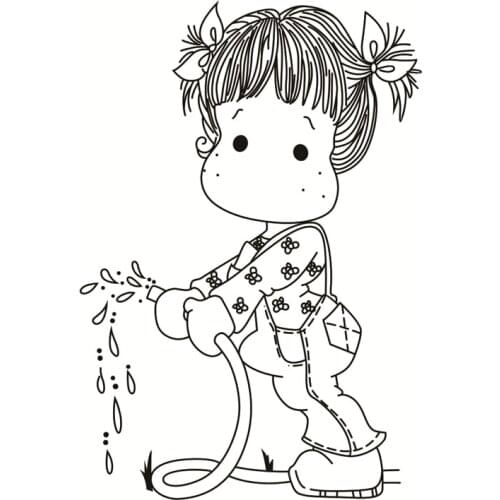 Sprinkling girl pattern Transparent Clear Silicone Stamp/Seal for DIY scrapbooking/photo album Decorative clear stamp sheets