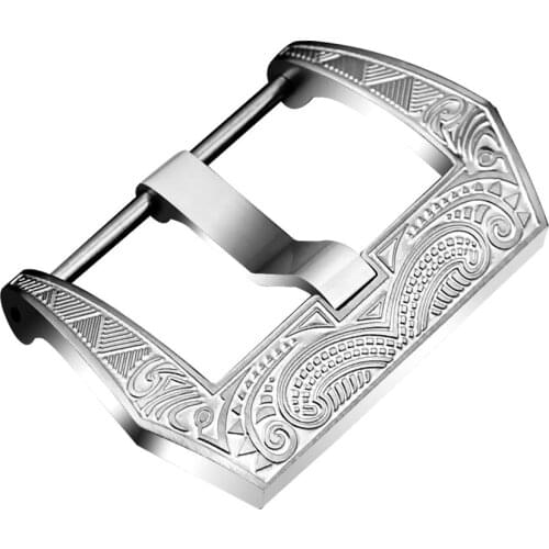 MAIKES Watch Accessories 22mm 24mm 26mm Men Watchband Strap All Silver 316L stainless steel watch buckle Metal Clasp For Panerai