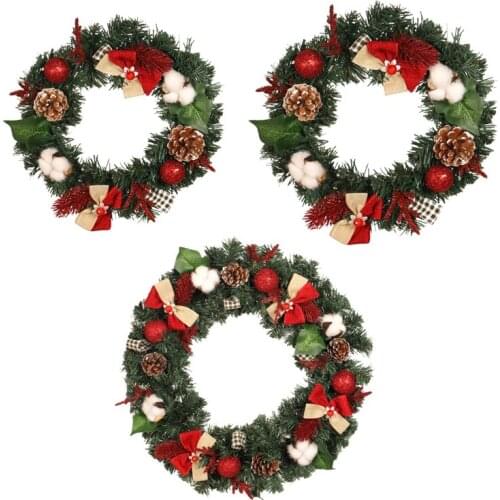 Christmas Wreaths with Bells Decorations, Xmas Garland Ornament Artificial Home