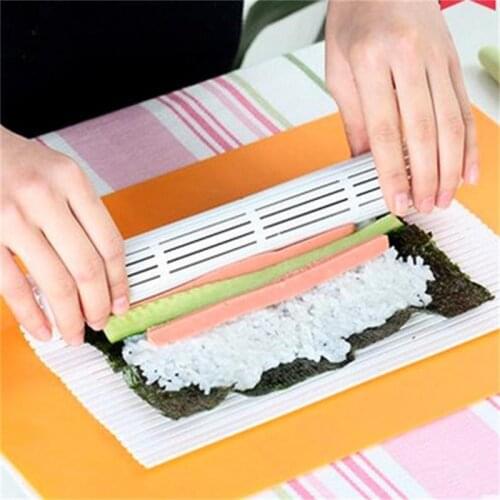 Silicone Sushi Roller Mats Washable Reusable Sushi Roll Mold Mat DIY Japanese Food Rolling Rice Rolling Maker Cake Roll Pad