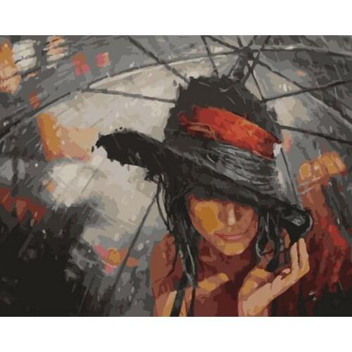 Frameless diy picture oil painting by numbers wall decor painting on canvas for home decor 4050 rain