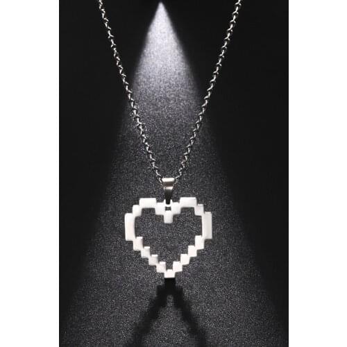 Sipuris Stainless Steel Mosaic Heart Necklace For Women Love Necklace Fashion Jewelry Couple Necklace Gift 2021