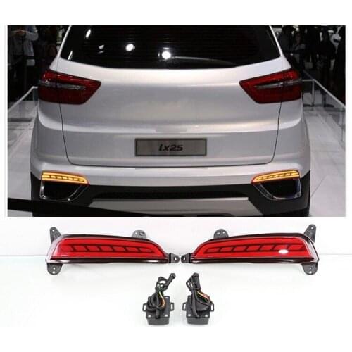 1Pair For Hyundai Creta ix25 2014 2015 2016 2017 Car Rear Bumper Light Multifunction Brake Lights LED Rear Fog Lamp turn Signal