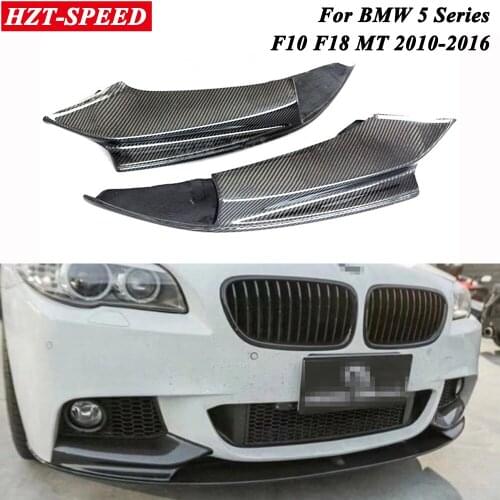 1 Pair Real Carbon Fiber Front Bumper Splitter Lip Body Kits Modification For BMW 5 Series F10 F18 MT 2010-2016 Diffuser