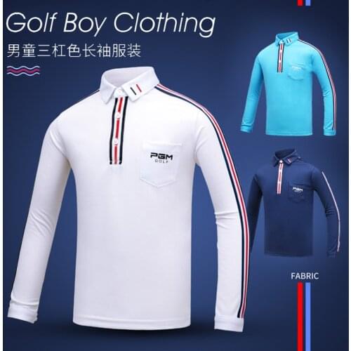 1pc Golf long sleeved clothes for boy T-shirt Childrens Boys Breathable Moisture Absorption High Elastic Clothing nave white