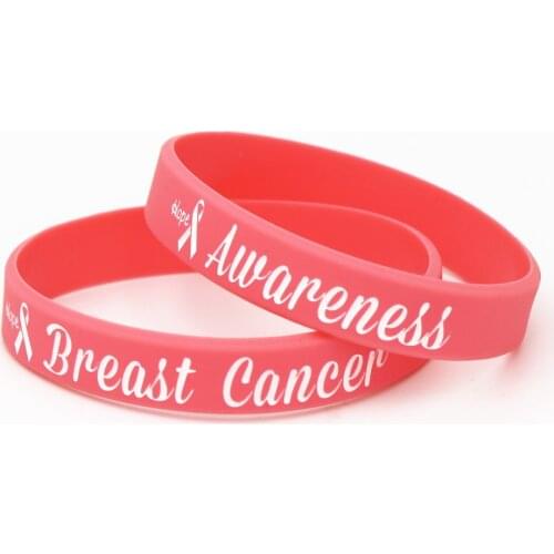1PC Breast Cancer Awareness Silicone Wristband Pink Medical alert Awareness Silicone Bracelets&Bangles Women Gifts SH180