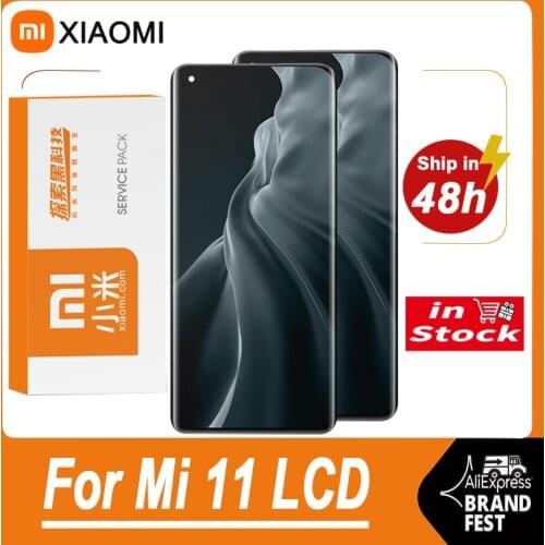 100% Original 6.81" LCD Replacement For Xiaomi Mi 11 AMOLED Display Touch Screen Digitizer Assembly With Corning Gorilla Glass