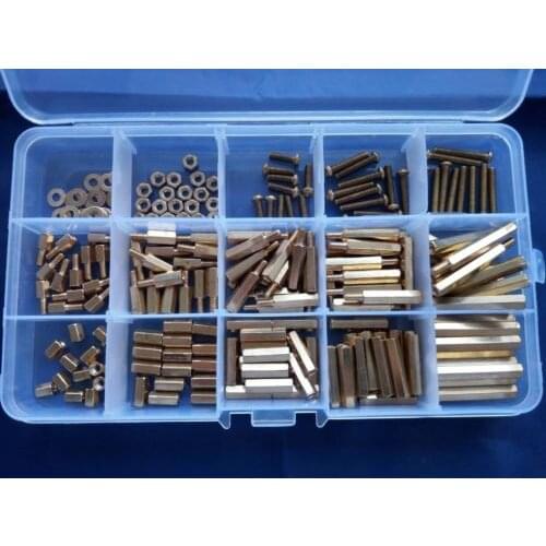 170pcs M2.5 Female Male Brass Standoff Spacer Single-pass Double-pass Screw Nuts