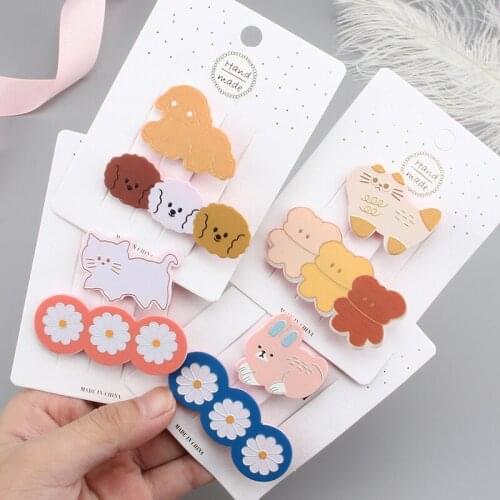 2Pce/Set Girl Cartoon Acrylic Hairpin Headdress Children Cute Animal Hair Clip Kid Fashion Bangs Clip Hair Accessories Wholesale