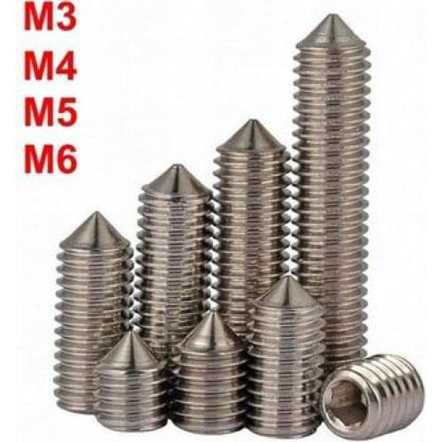 50Pcs M3 Stainless Steel Grub Screws Cone Point Hexagon Hex Socket Set Screws M3 x8mm